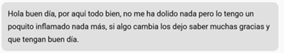 Mensajes de pacientes al día siguiente del implante